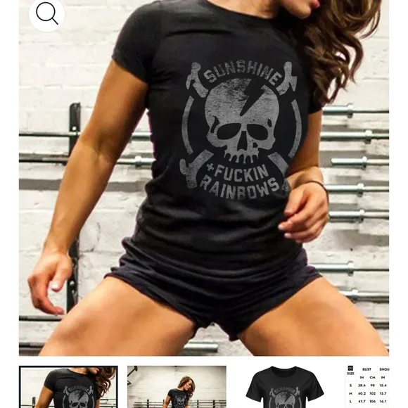 📌RESERVED📌Sunshine Fxckin Rainbows Skull Graphic Tee Black Punk Rock Gym Sh - Picture 5 of 6